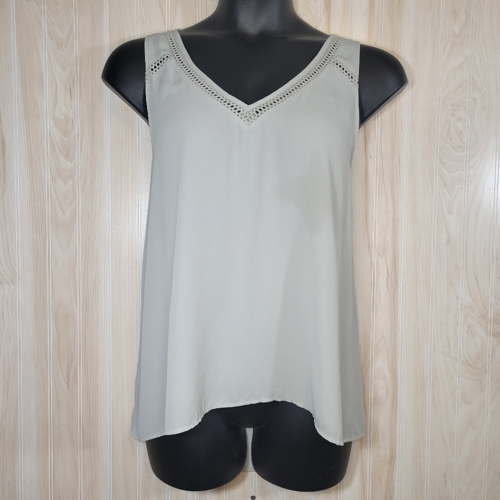 LOFT Gray Lightweight Long Sleeveless Blouse Sz XL